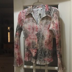 Pink/brown blend lace and silky Blouse